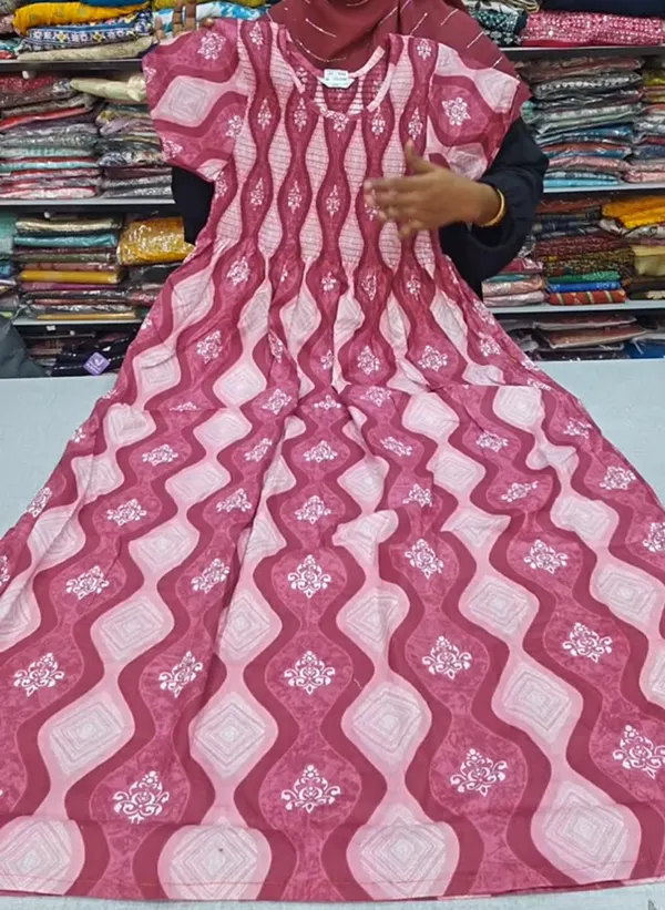 Premium Cotton Smocked Maxi Gown With Side pocket| MG57